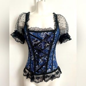 Sexy vintage lace blue corset
